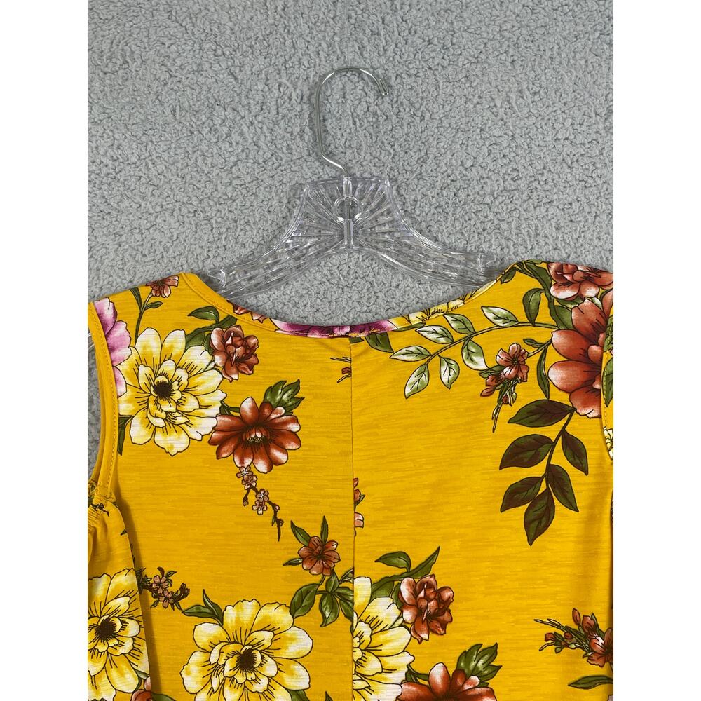 Naif Womens Size M Peak Shoulder Yellow Floral Blouse - Picture 5 of 7